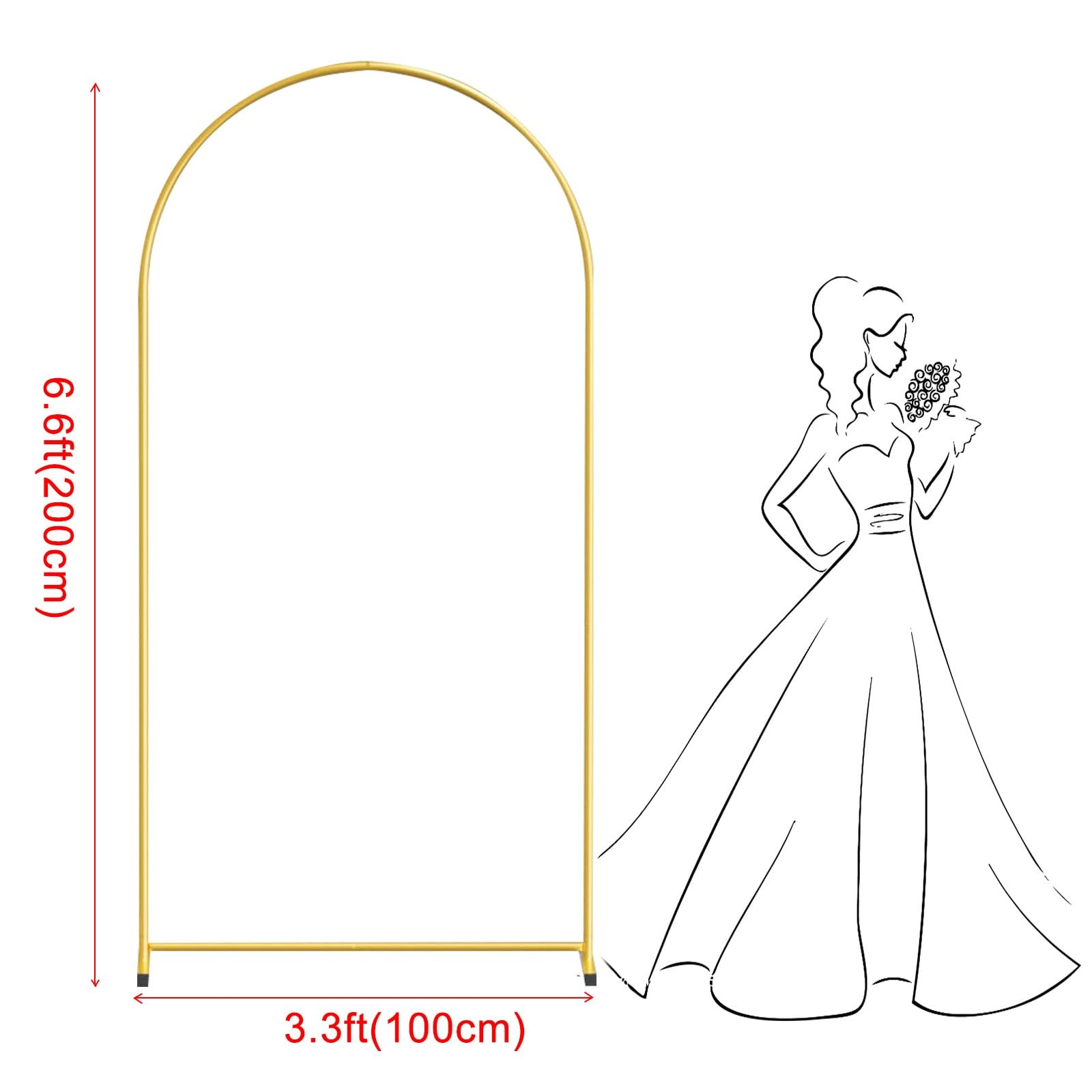 6.6ft Gold Aluminum Arch Backdrop Stand Square Balloon Arch Stand Wedding Frame