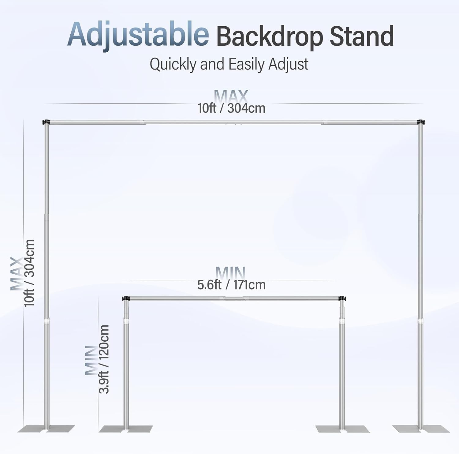Photo Backdrop Stand Heavy Duty 10x10ft Adjustable Pipe Drape Kit