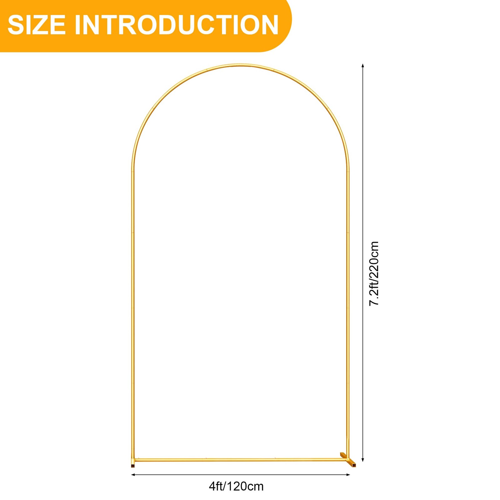 7.2FT Metal Arch Backdrop Stand Gold Arched Backdrop Frame for Wedding Party …