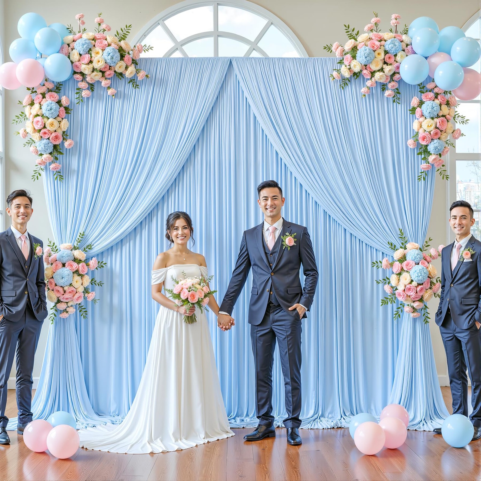 40ft x 12ft Baby Blue Backdrop 40FTx12FT (W5’xH12′, 8 Panels),