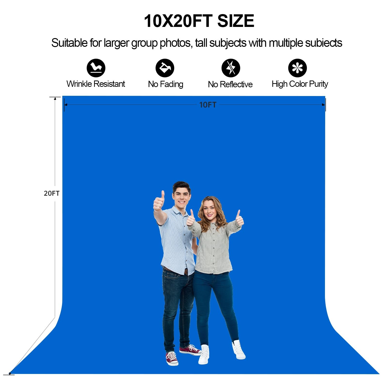 10x20Ft Blue Chromakey Backdrop for Photography, Blue Screen for Product Port…