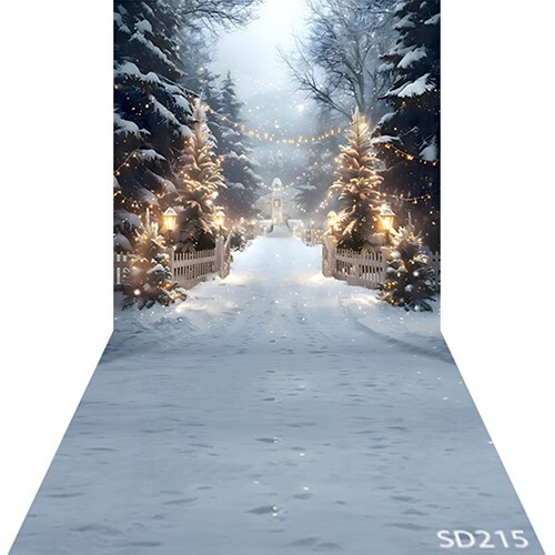 10’x20’CP Trees Lighting Snow Scenic Microfiber Fabric background backdrop SD215