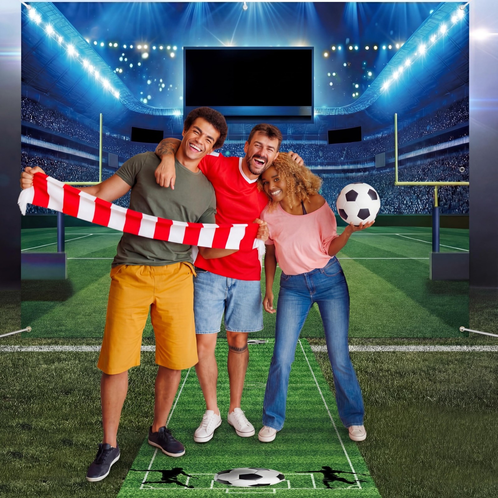 Hahafelt 2 Pcs Soccer Party Decoration Set 80” x 60” Football Field Backdro…