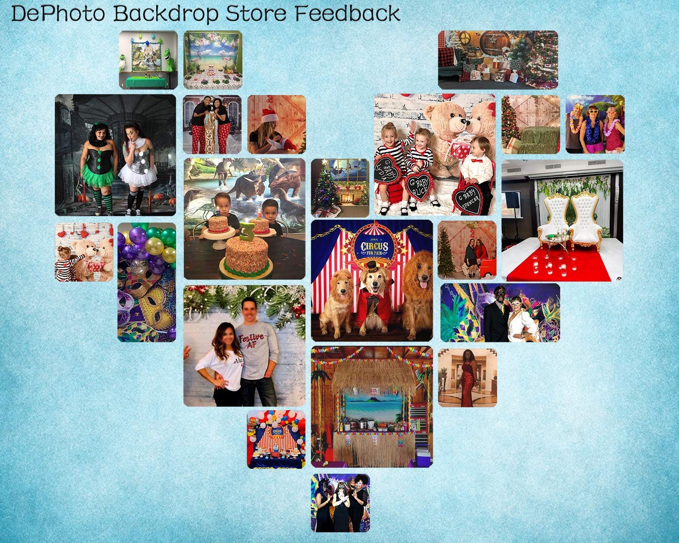 DePhoto 5X7FT Retro Blue Art Portrait Backdrop Seamless Vinyl Photography Pho…