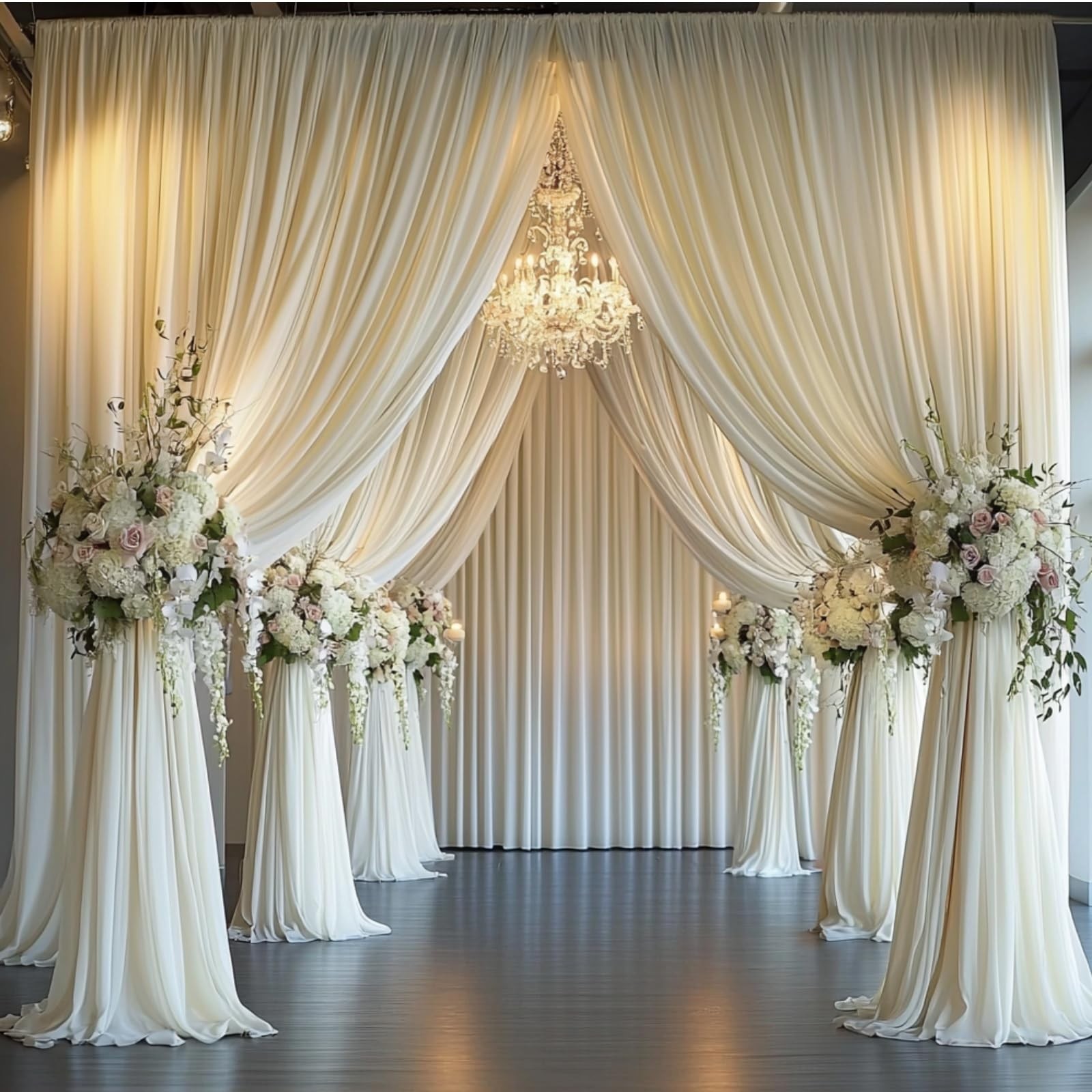 10x12ft Ivory Backdrop Curtains 2 Panels 12x5ft Wrinkle Free Photo Drapes