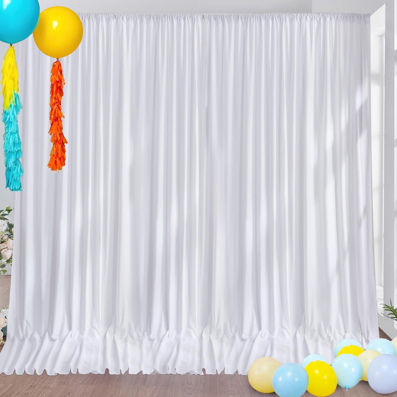 Htper 30ft x 10ft White Backdrop Curtain Panels for Parties, Thick Resistant …