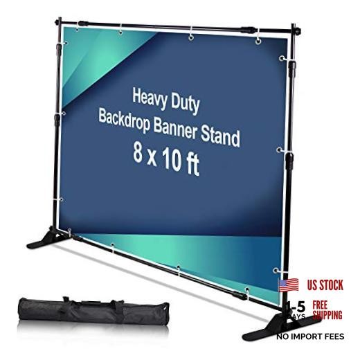 10 x 8 ft Heavy Duty Backdrop Banner Stand Kit, Adjustable Photography Step