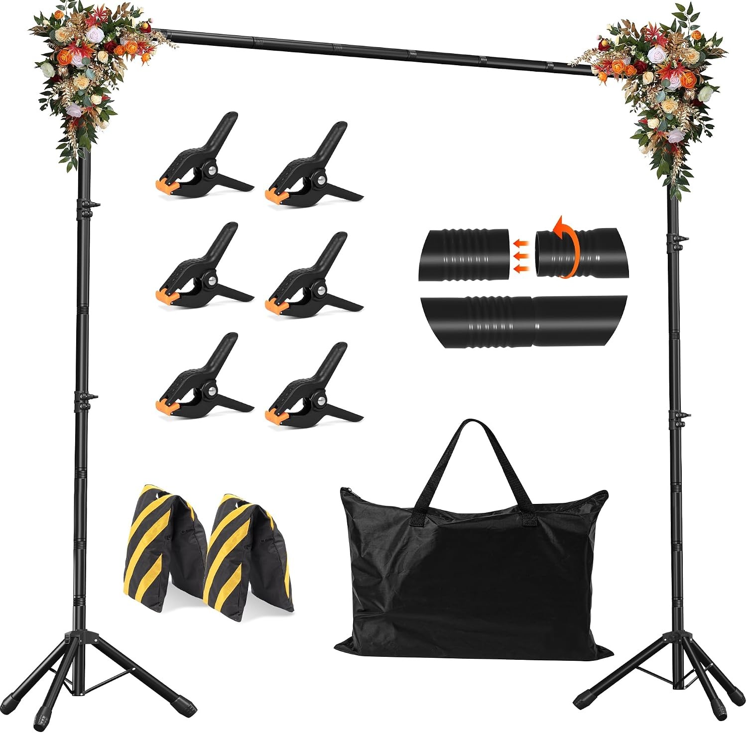 Backdrop Stand Adjustable 10×7.5 FT Background Stand Backdrop Parties Photo