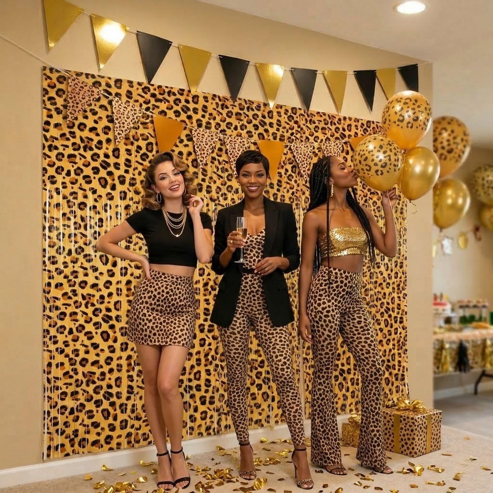 Vagilelf 2 Pack Cheetah Print 3.3ft x 6.6ft, Gold, Brown, Black, White