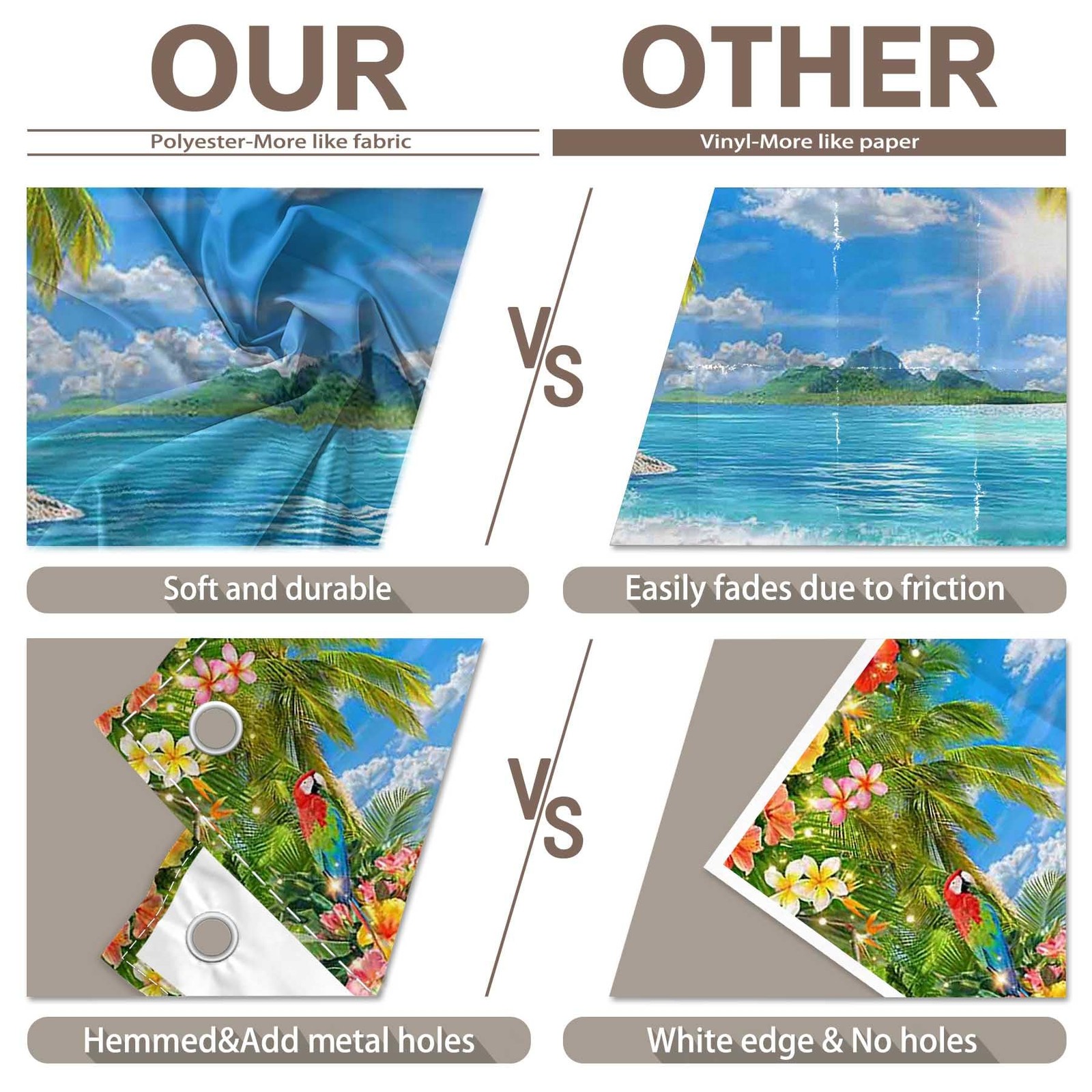 Summer Hawaii Beach Photography Backdrop Palm Trees Ocean Fabric 10×8 Ft