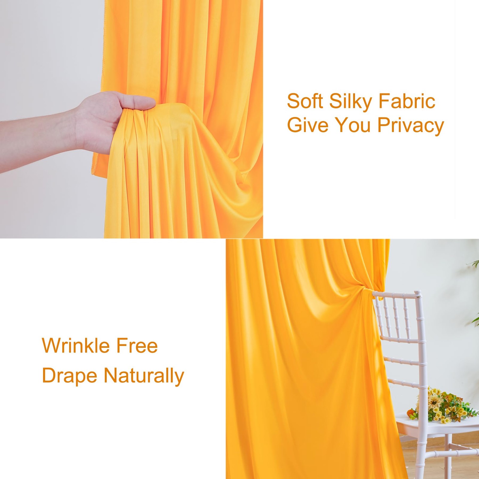 10×10 FT Marigold Backdrop Curtain Orange Photography Drapes 2 Panels Party