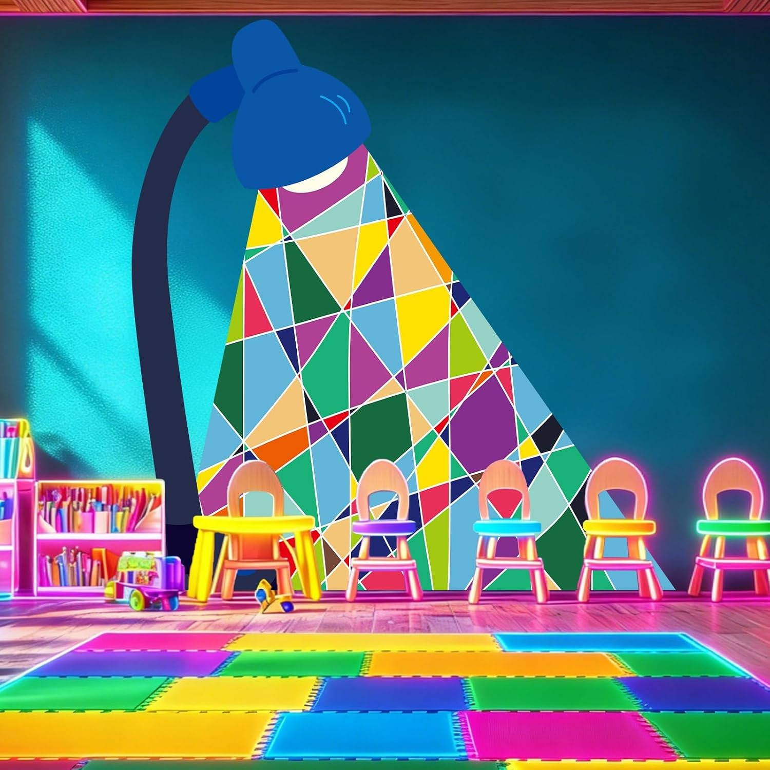 2026 Vacation Bible School Backdrop Decoration Colorful Light Station Backdrop C