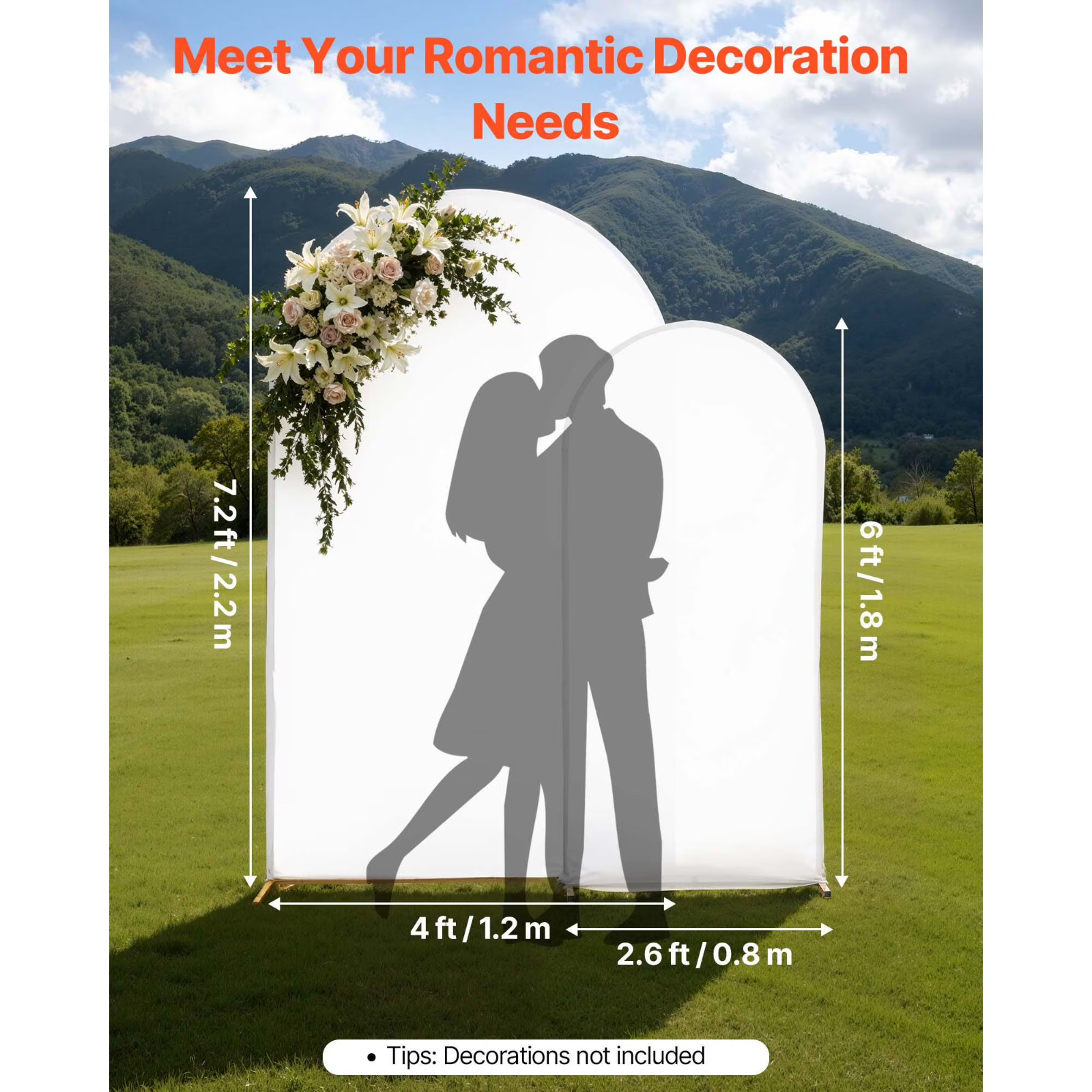 Metal Arch Backdrop Stand Set, Includes 7.2 ft and 6 ft Frames, Durable Design,