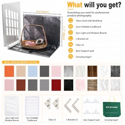 10Pcs 20Patterns Product Photography Backdrops Kit, Photo Backdrop Board with
