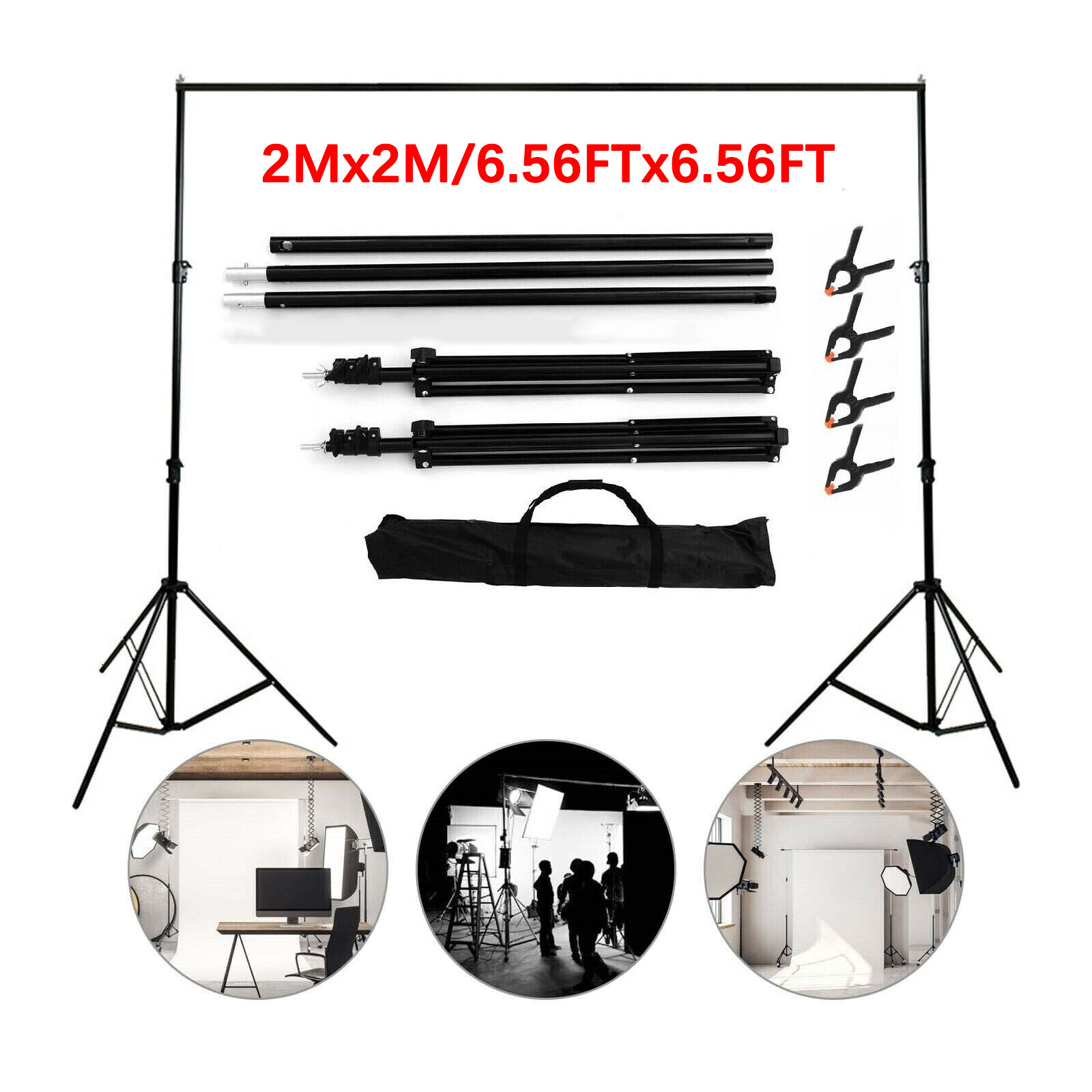 Backdrop Stand Background Stand Kit 6.5 x 6.5 ft for Party & Photo Studio + Case