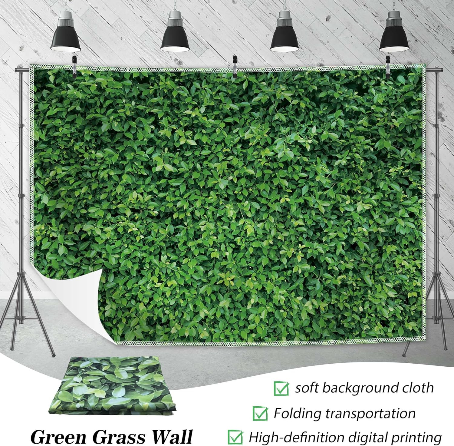 Green Leaves Photography Backdrop 7x5Ft Polyester Jungle Party Background Banner