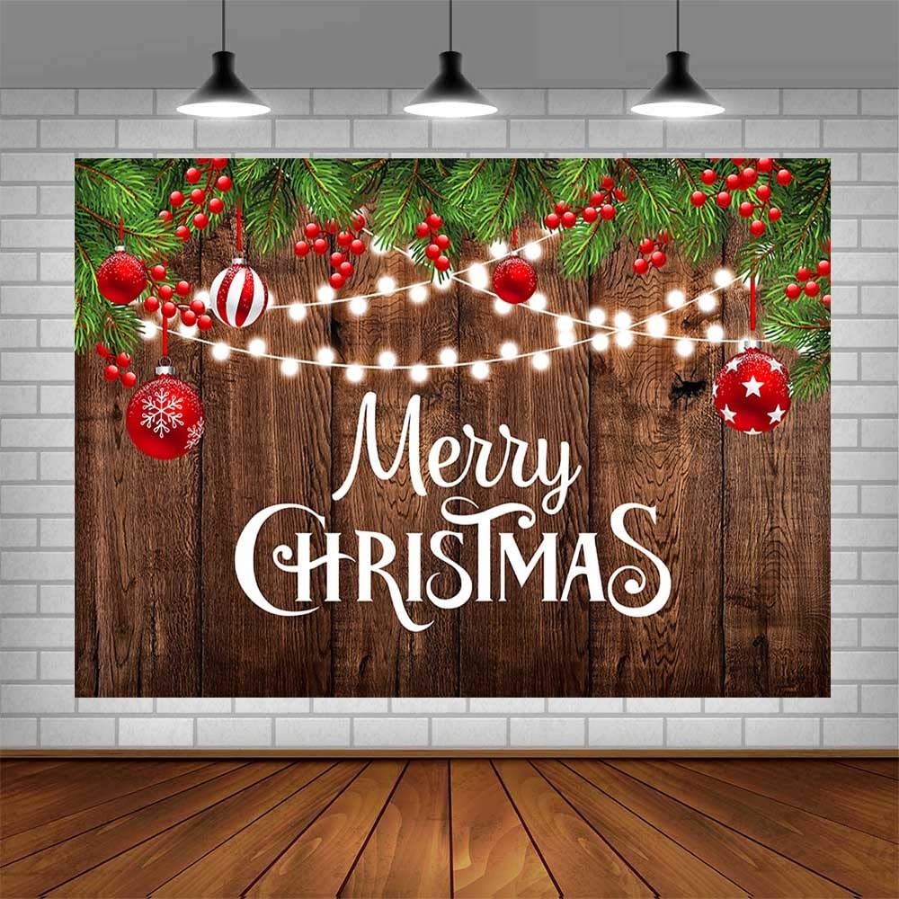 7x5ft Merry Christmas Backdrop Rustic Wooden Xmas Decorations Photography Bac…