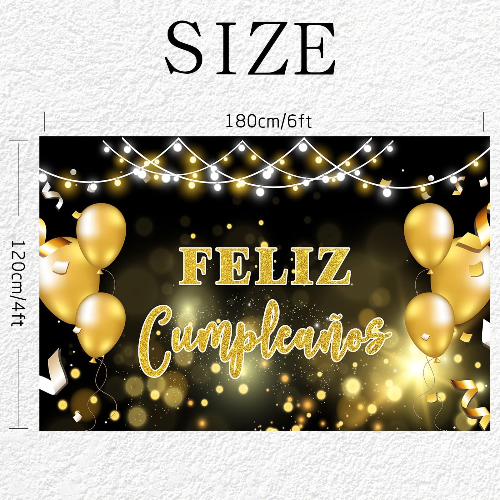 Feliz Cumpleaños Backdrop, Spanish Happy Birthday Photo 6ft x 4ft, colorful