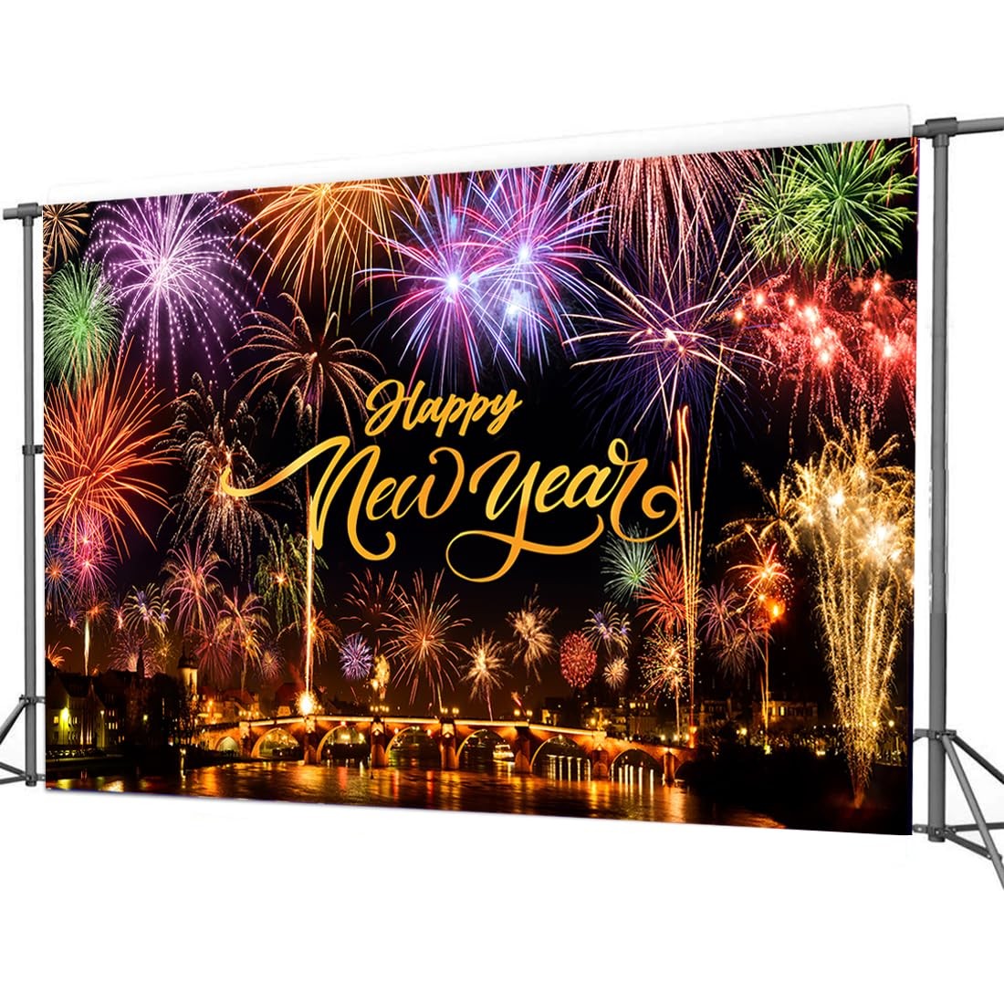 7x5ft New Year 2025 Backdrop Black Gold Eve Party Background Decorations
