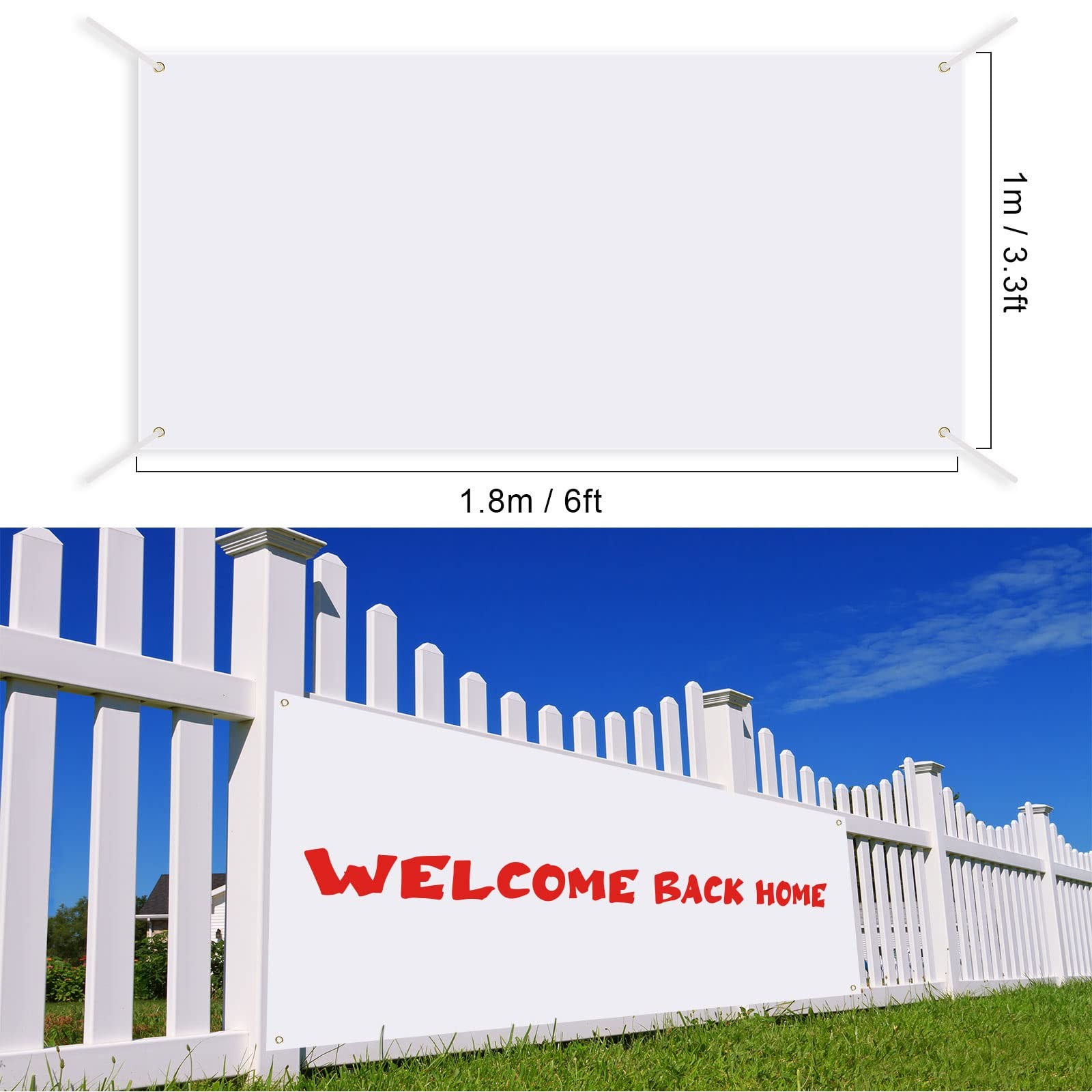 4 Pcs Large Blank Polyester Sublimation Banner 3 x 6 Feet With Hanging Ropes …