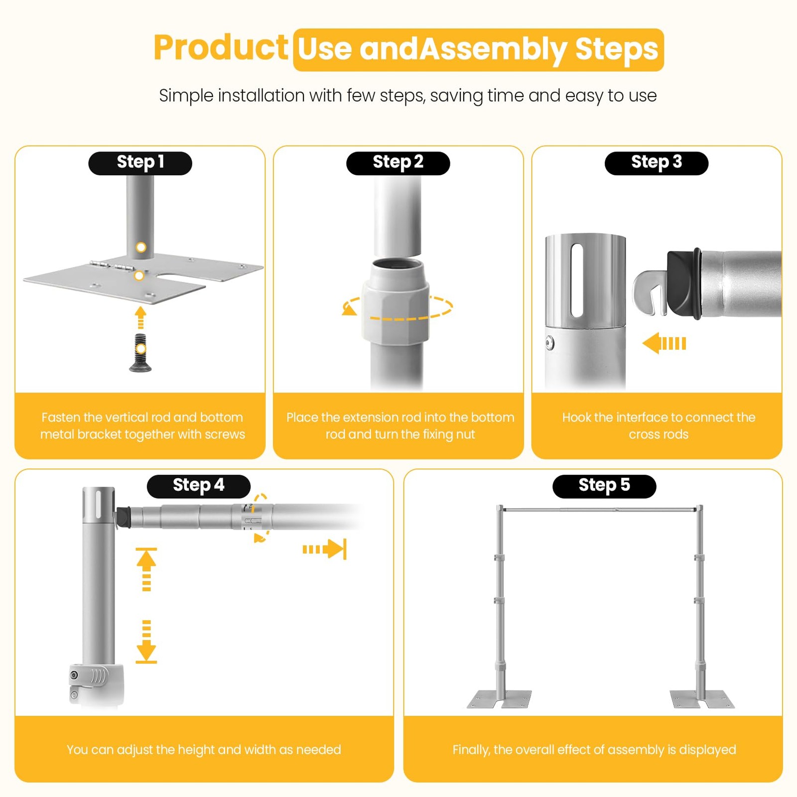 10ft x 10ft Adjustable Pipe and Drape Backdrop Stand Kit
