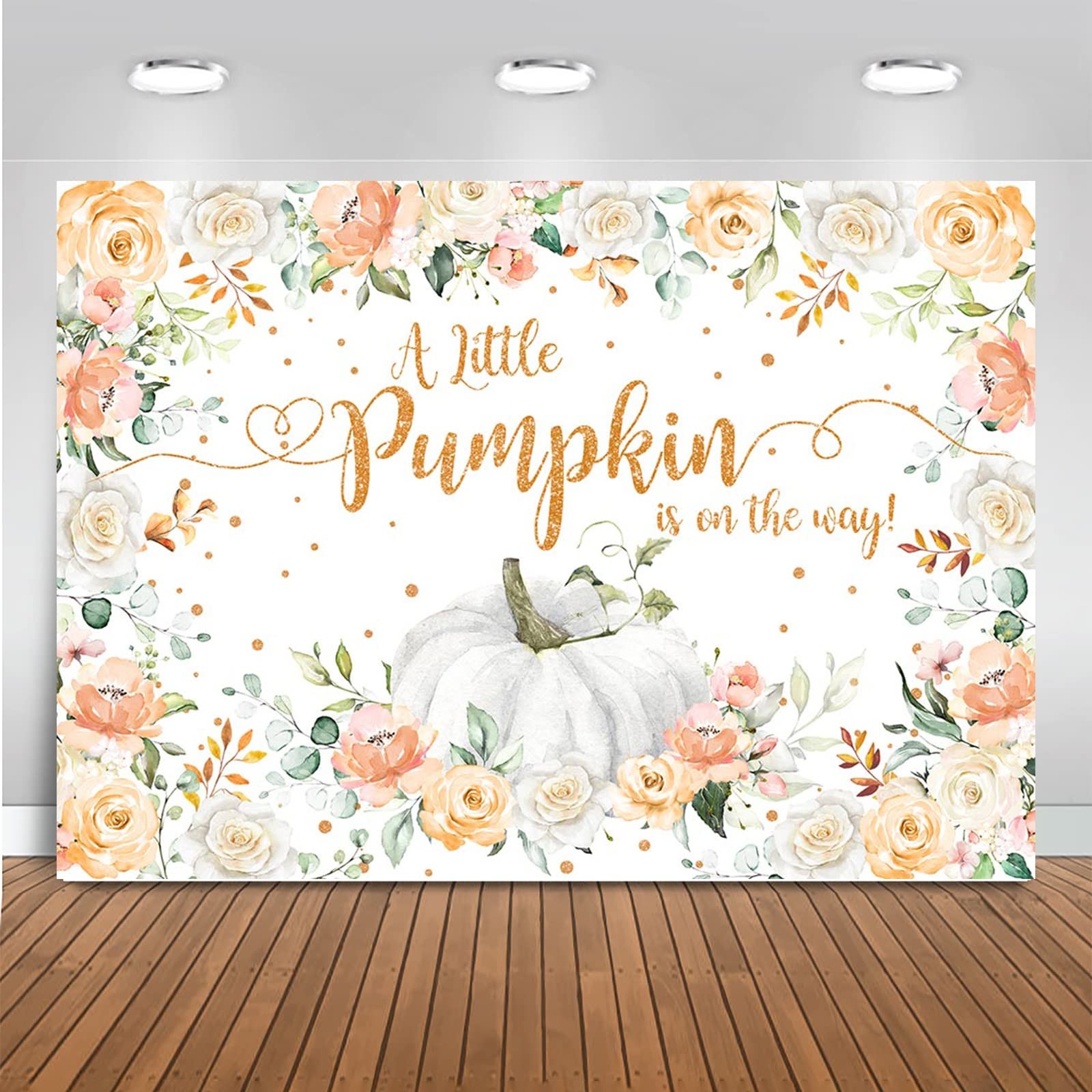 Fall Baby Shower Backdrop A Little Pumpkin Is On The Way Orange 7×5 Ft
