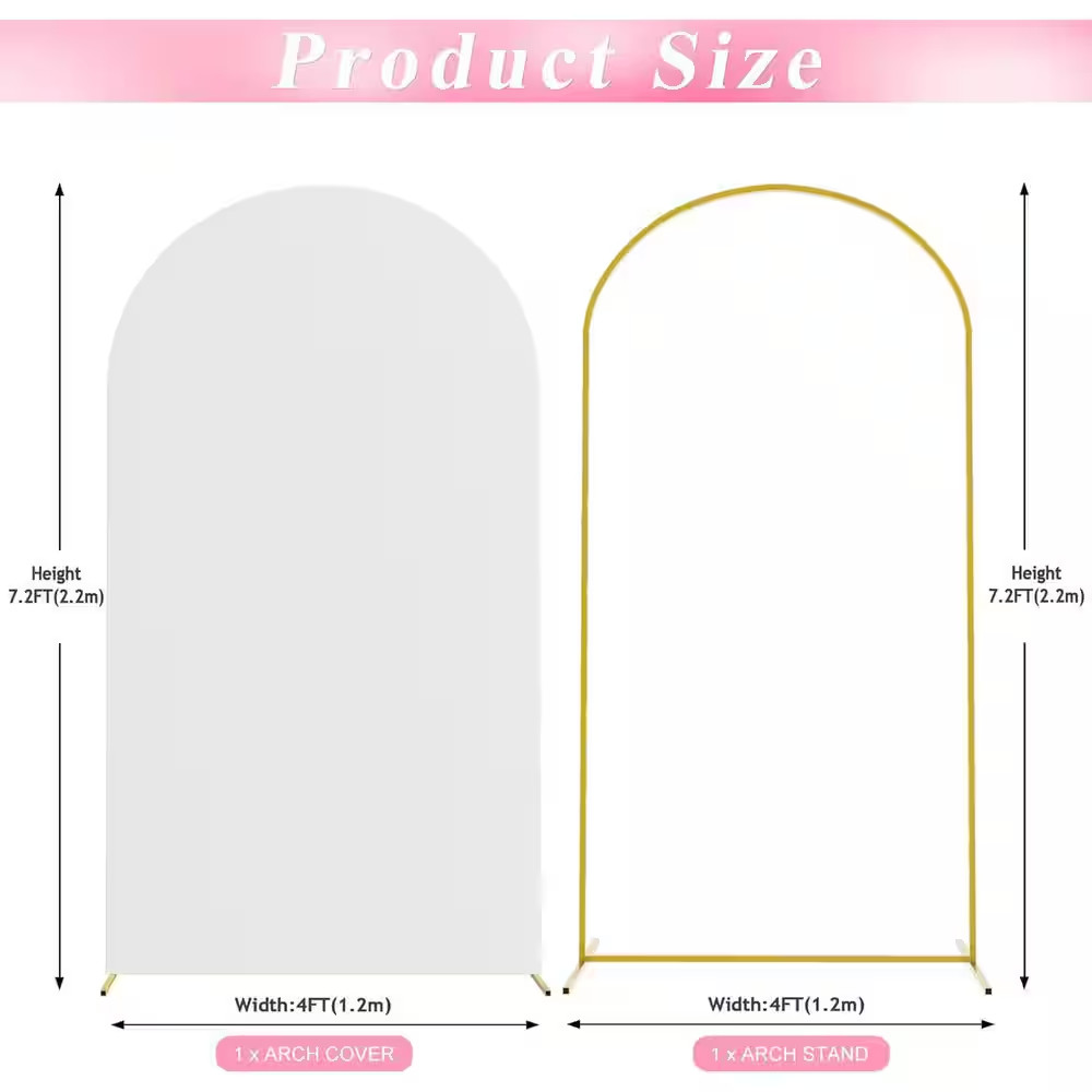 86.4 In. X 48 In. Metal Arch Backdrop Arbor with Arch Stand Cover for Birthday P