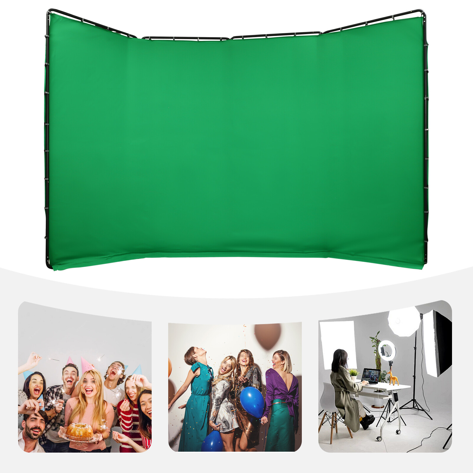 Backdrop Stand Floor Standing Photography Backdrop Stand w/Green Cloth 3.88*2.3m