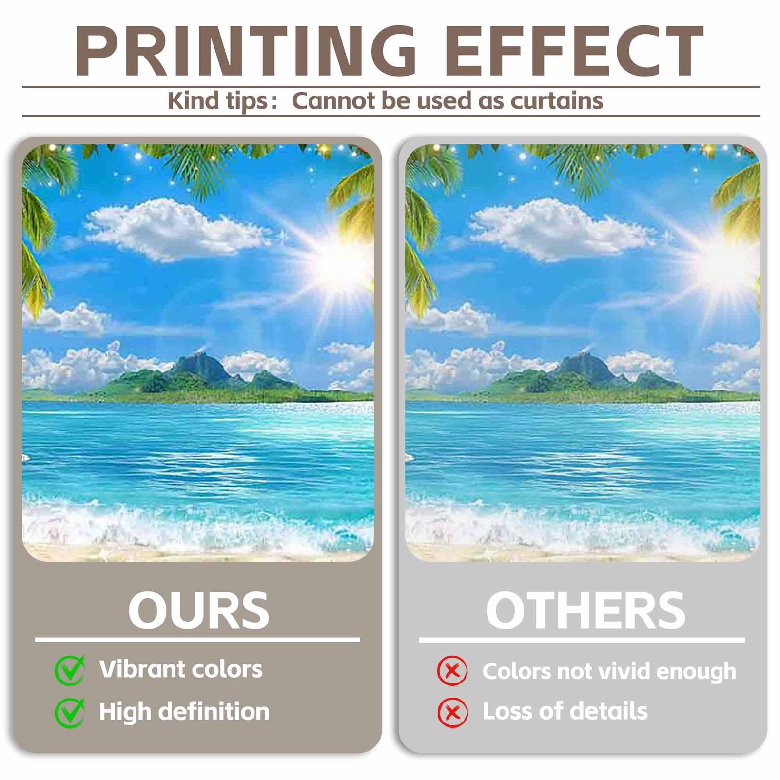 Summer Hawaii Beach Photography Backdrop Palm Trees Ocean Fabric 10×8 Ft