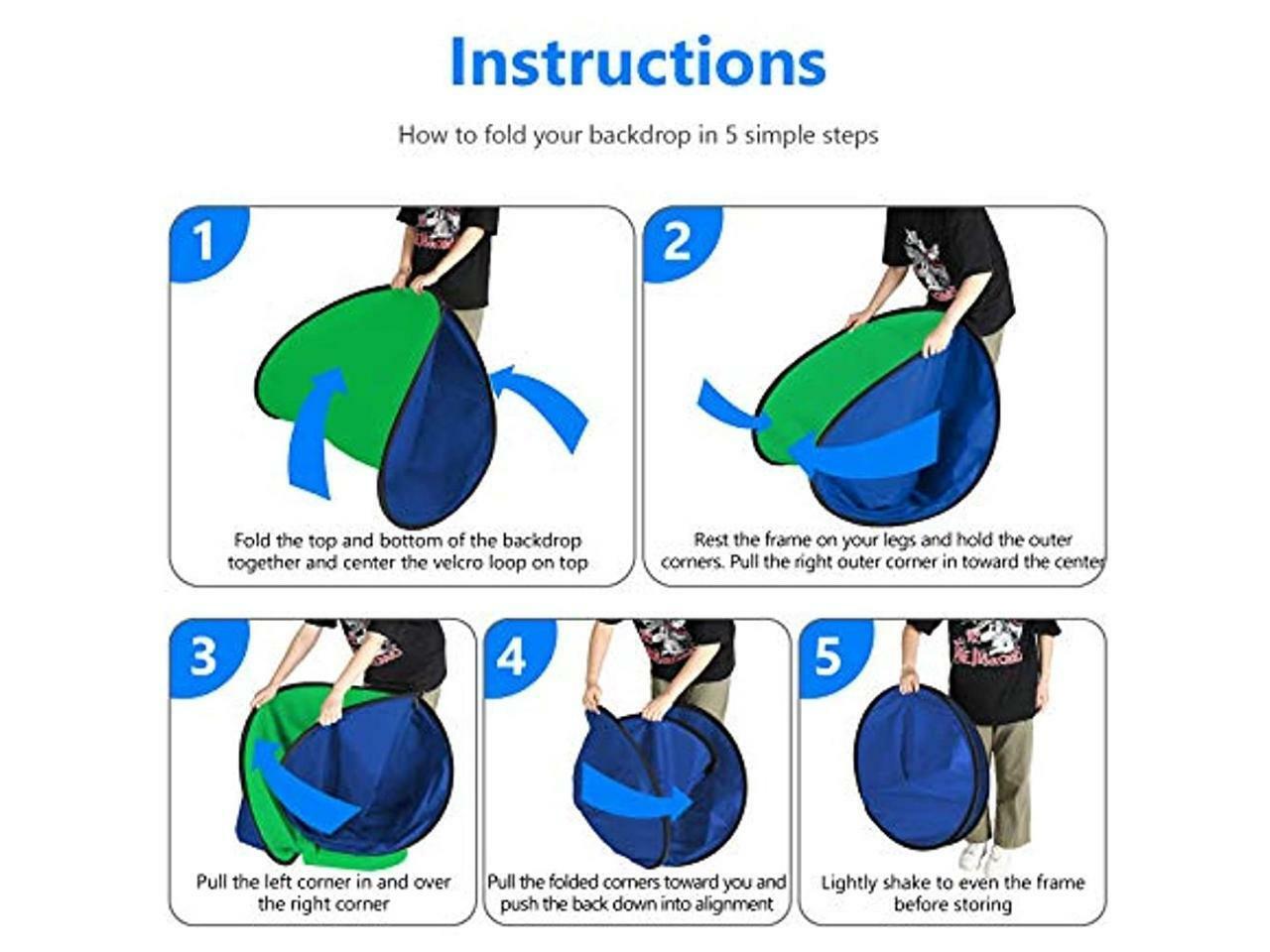 Double-Sided Green Screen and Blue Screen, 2-in-1 Collapsible and Reversible Bac