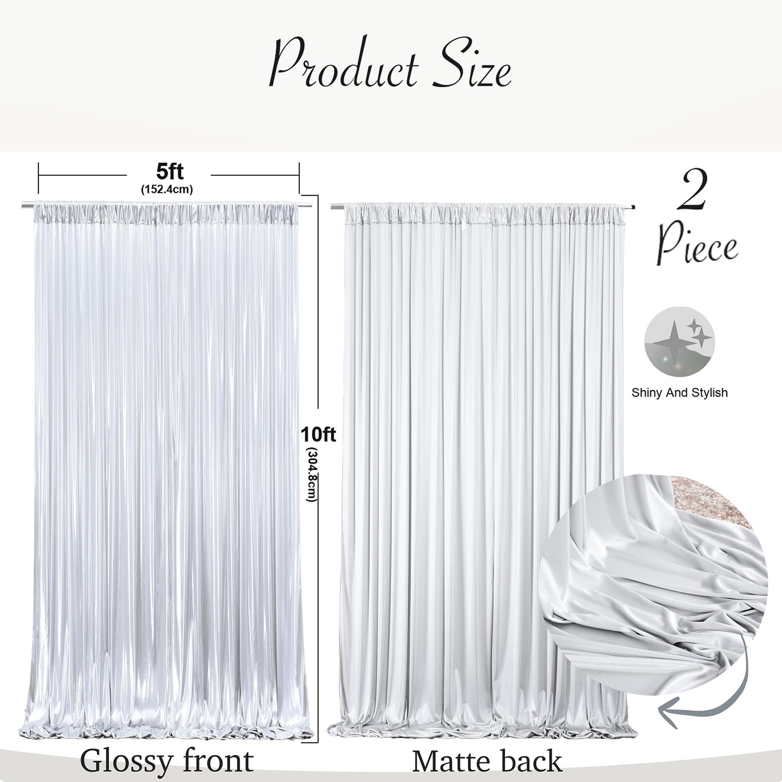 10x10ft Metallic Sequin Backdrop Curtain 2 Panels Glitter Photo Decor