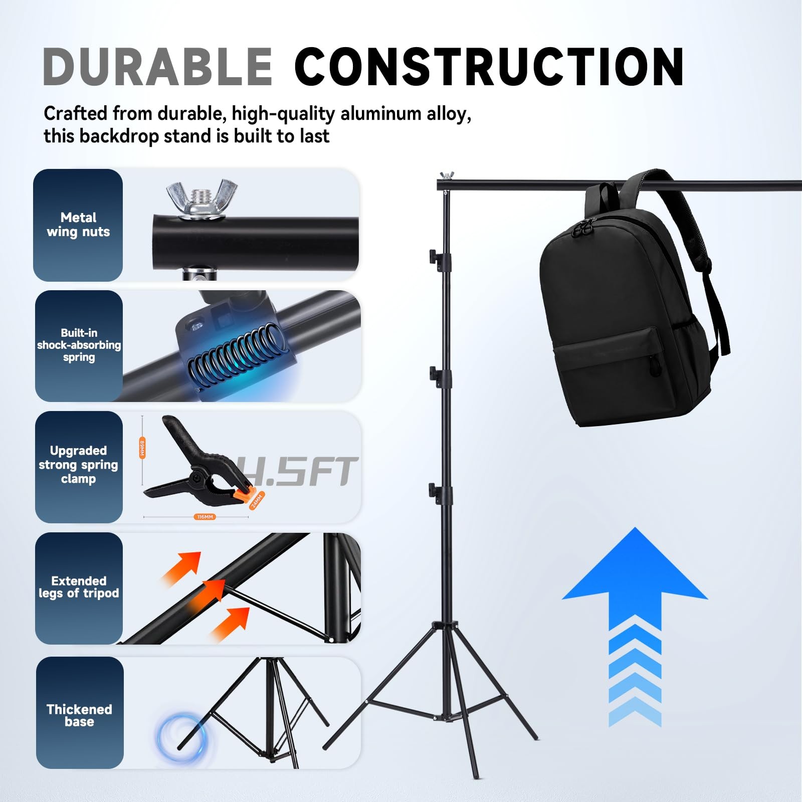 8x10ft Backdrop Stand Kit – Adjustable Photo Background Support System for Ph…