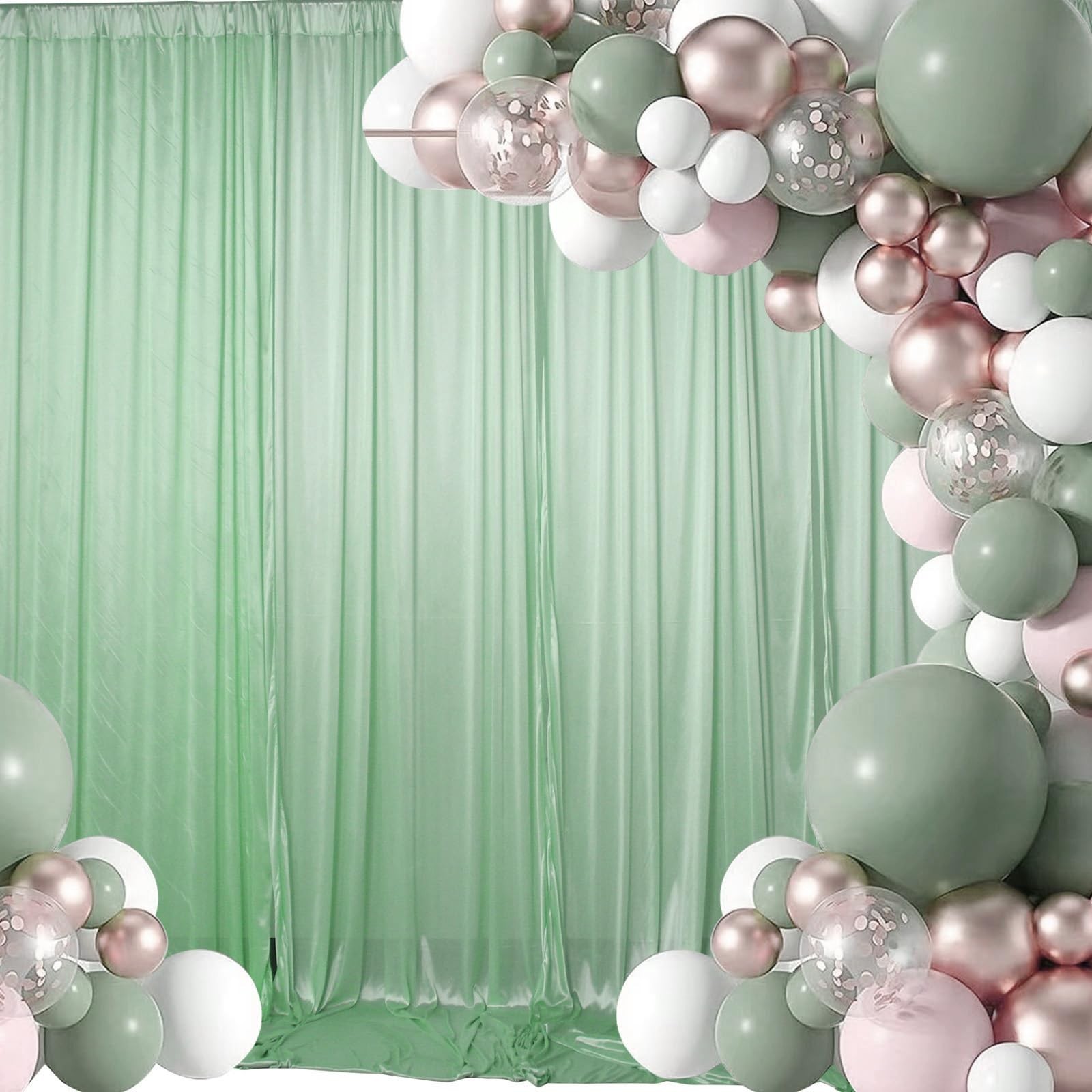 SweetEasy 2packs 5x10ft Photography Backdrop 2pcs 5ft(W)*10ft(H), Sagegreen