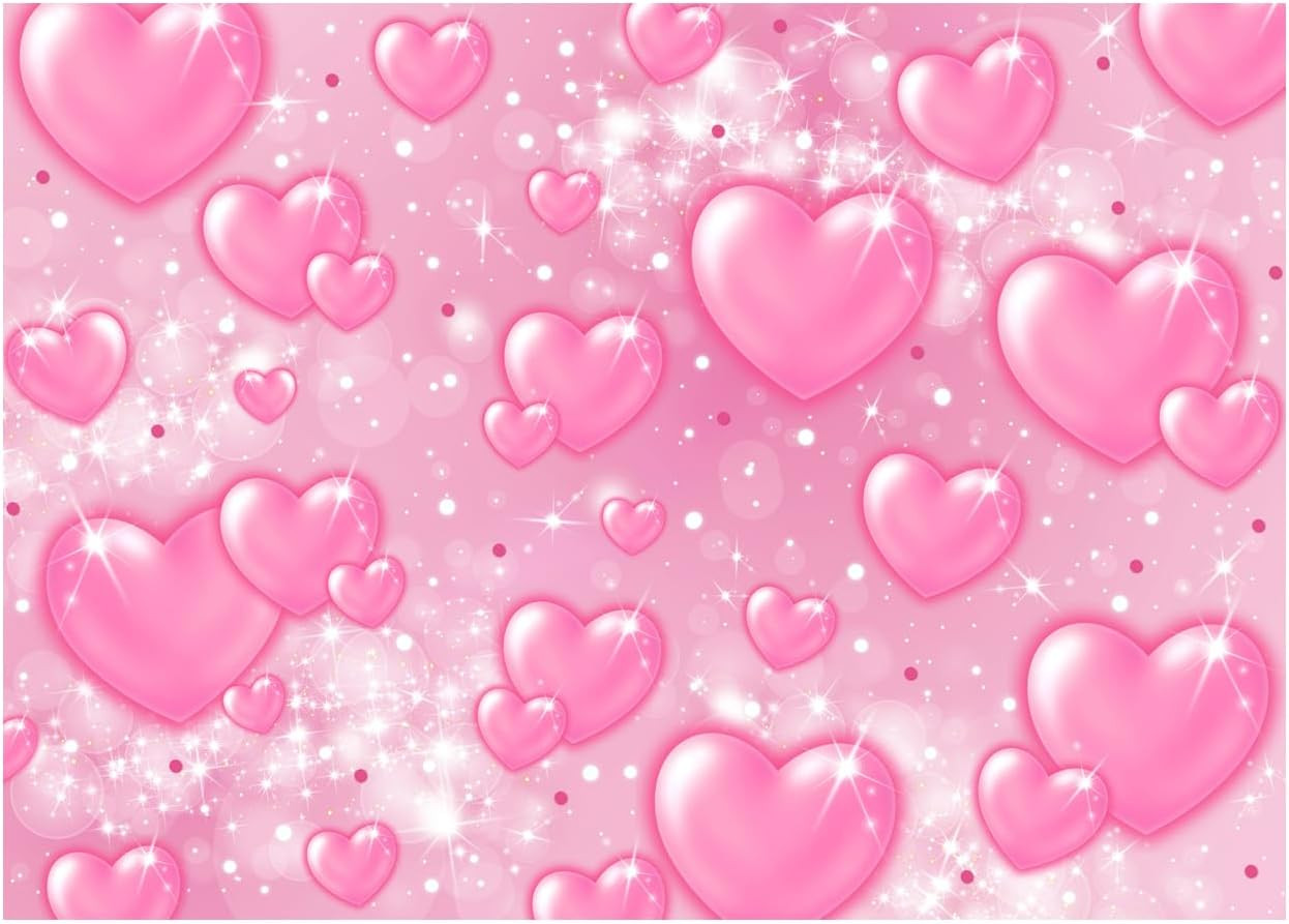 Pink Heart Backdrop Valentine’S Day Background for Party 2000S Backdrop Wedding