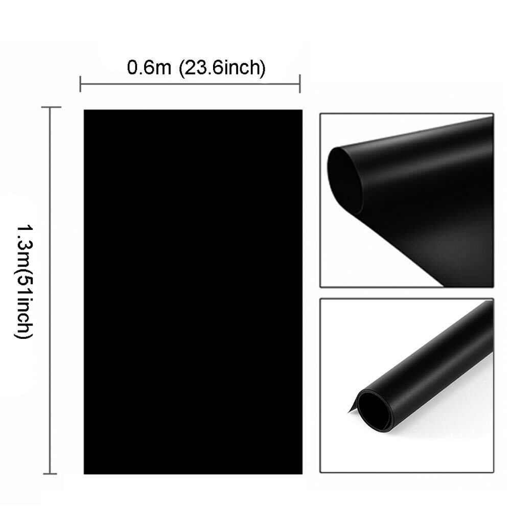 24x51in Black PVC Photography Backdrop Dual-Side Matte Reflective Vinyl