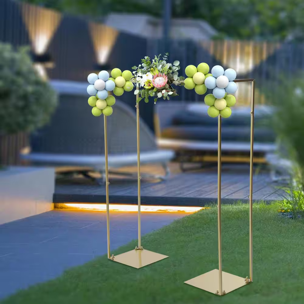 47.28 In. X 39.4 In. Gold Square Metal Wedding Garden Arch Backdrop Stand Arbor