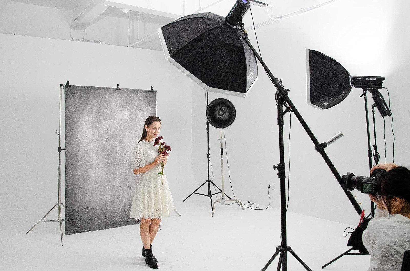 5x7ft Vintage Abstract Grey Photo Backdrop for Studio Portrait Photography