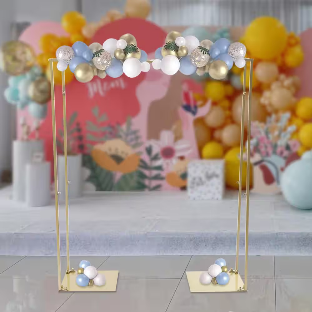 47.28 In. X 39.4 In. Gold Square Metal Wedding Garden Arch Backdrop Stand Arbor