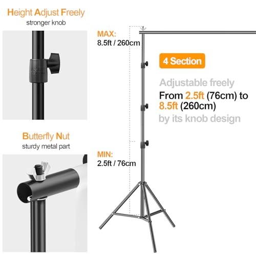 Photo Backdrop Stand kit, 8.5 x 10 ft Back Drop Adjustable Frame for 8.5x10ft