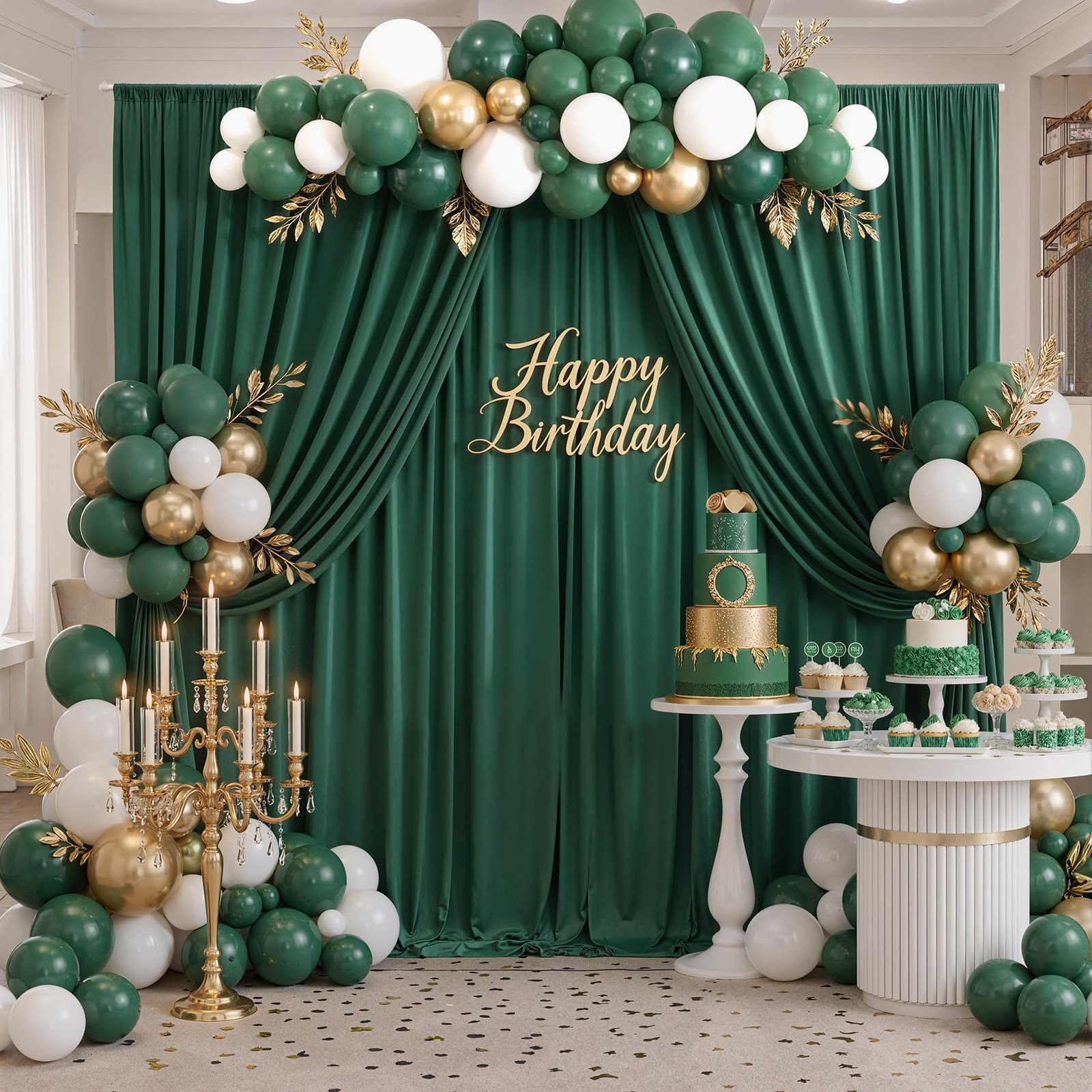 50ftx10ft Wrinkle Free Hunter Green Backdrop Curtains 50ftx10ft,