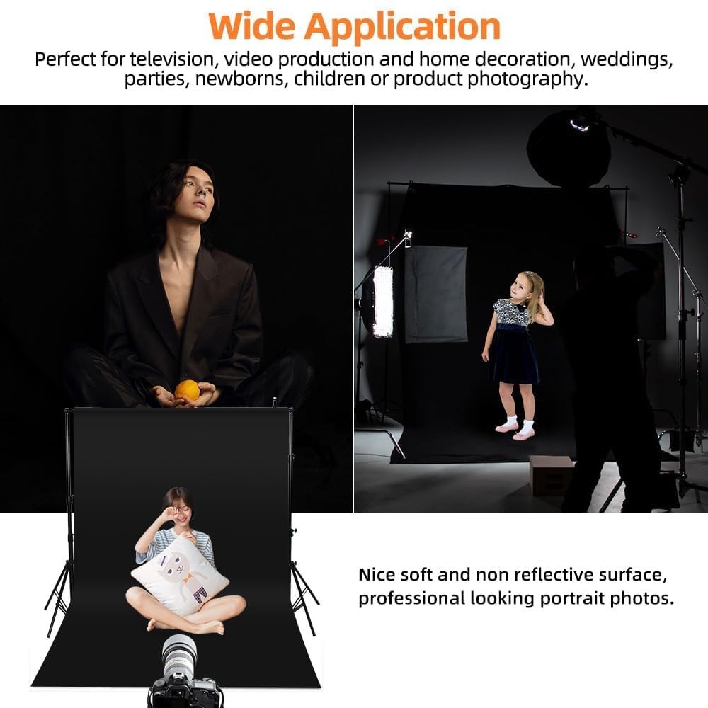 Black Backdrop for Photoshoot, 5×6.5ft Black Photo Backdrop Background