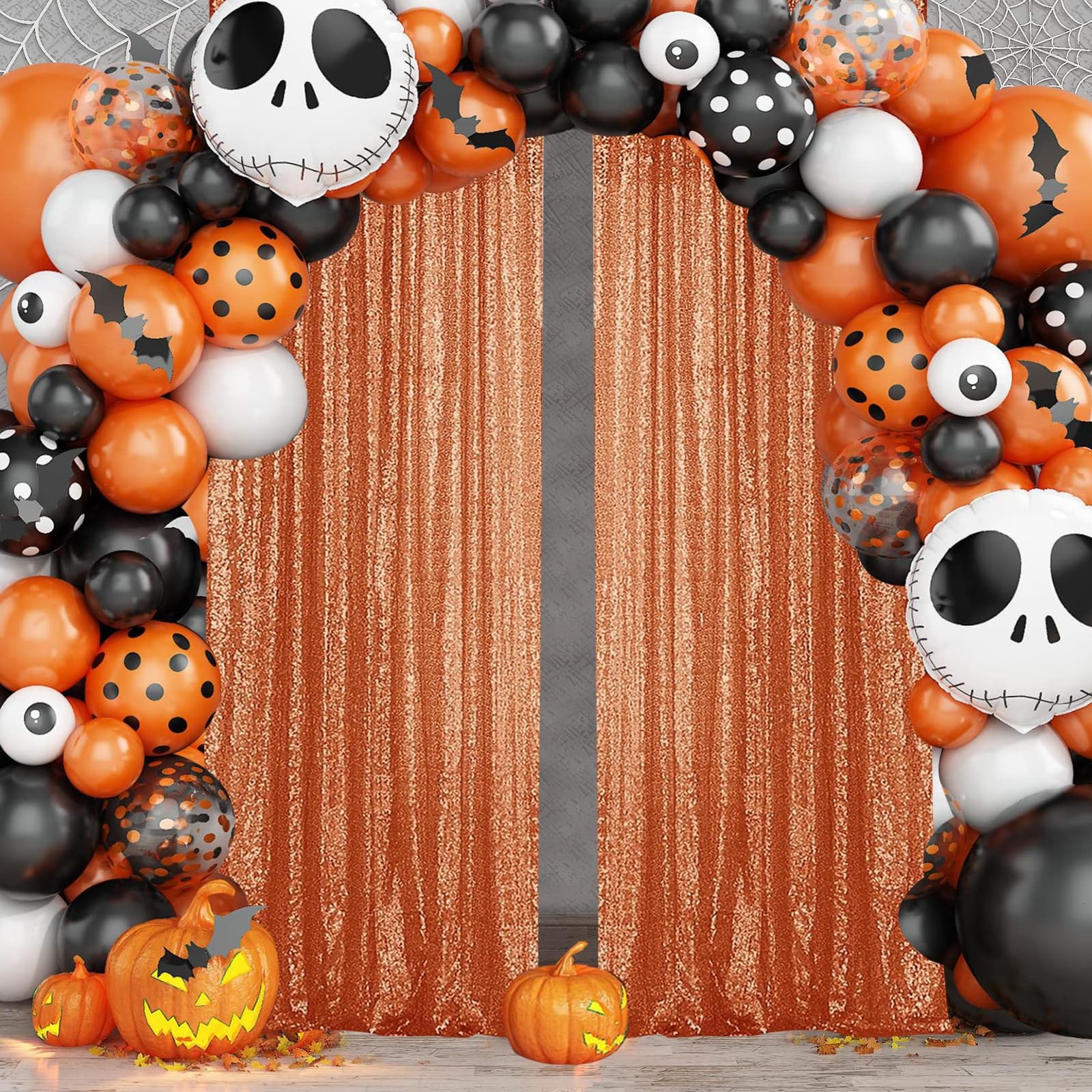 Orange Sequin Backdrop Curtain 2 Panels 2FTx8FT Glitter Orange Background Dra…