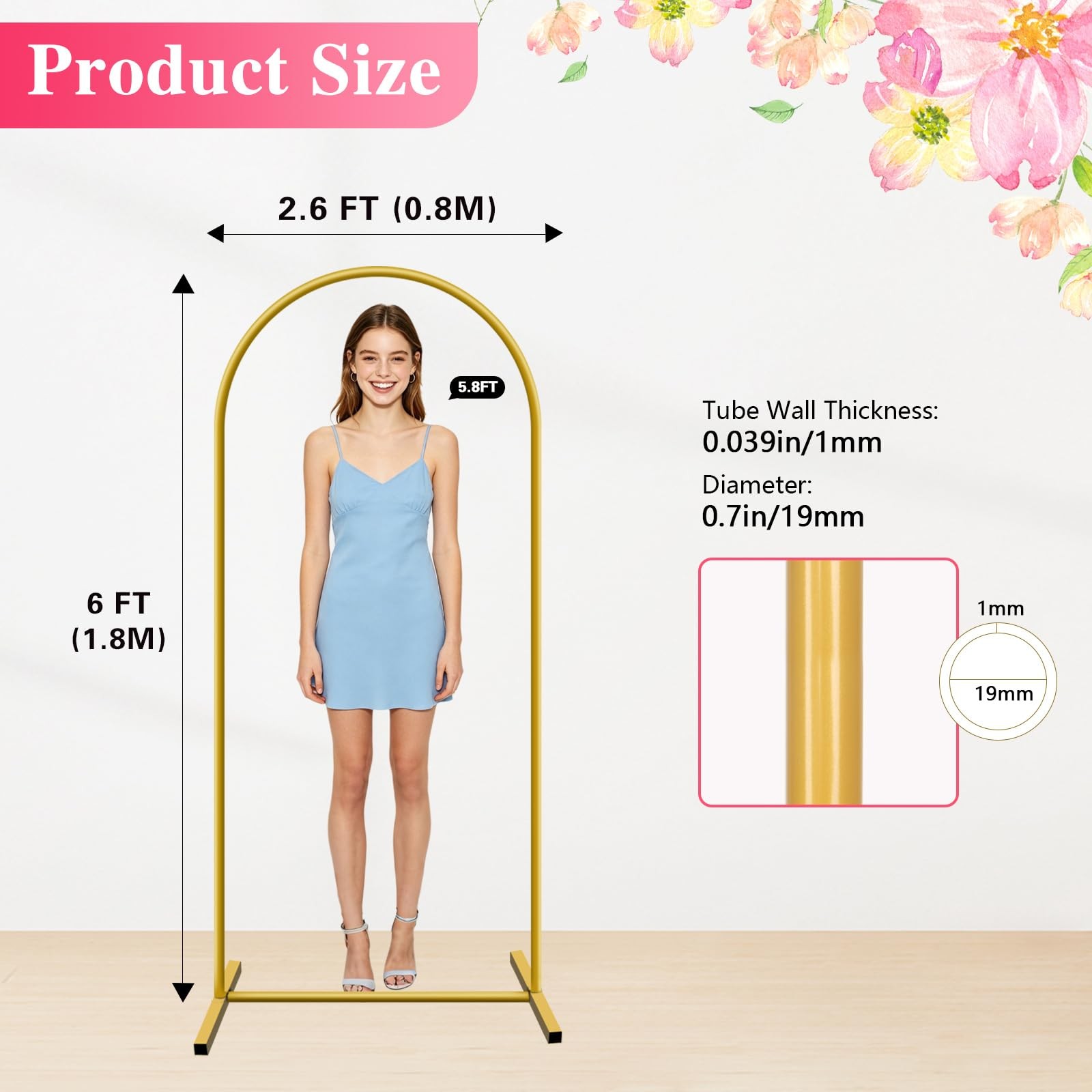 6 FT Metal Arch Backdrop Stand, Party Balloon Arch Stand