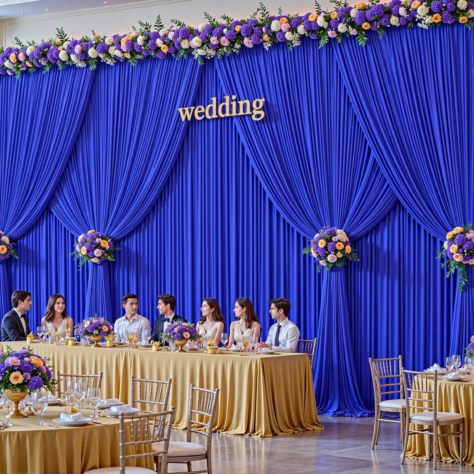 10 Panels Royal Blue Backdrop Curtains – W4′ x H10′(10 panels),