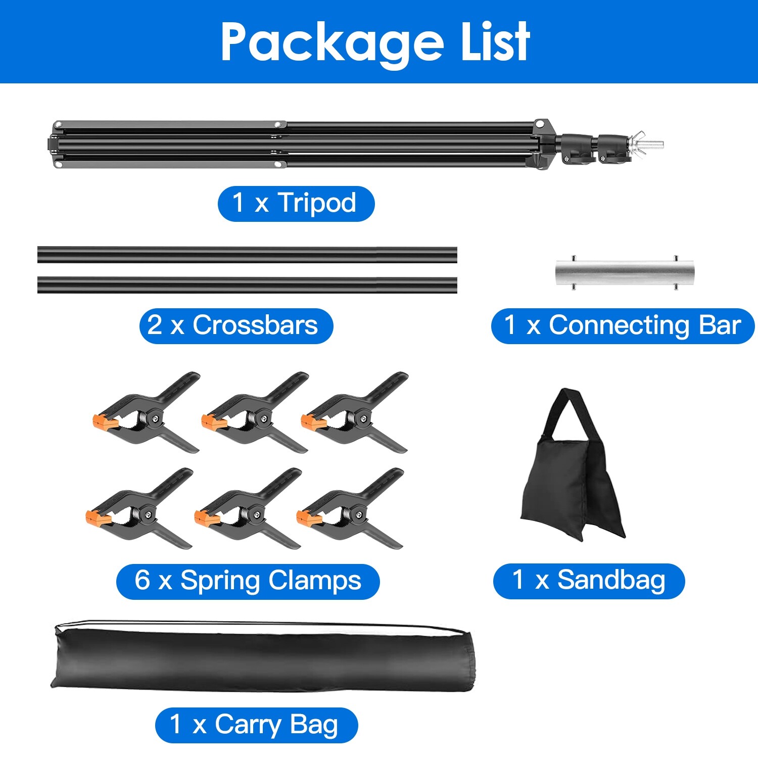 Heavy Duty Backdrop Stand 5×6.5FT Adjustable Photo Video Background Stand Kit