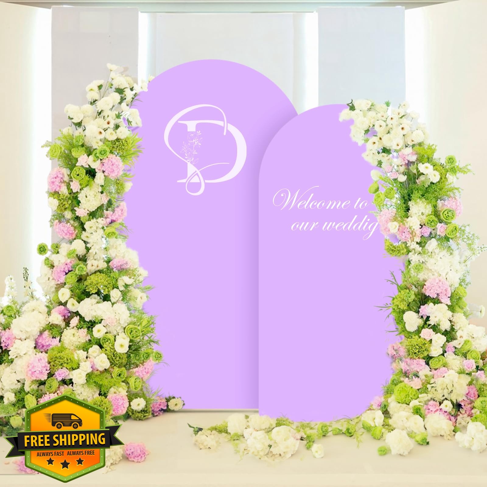 LEBENGURU Spandex Arch Backdrop Covers Purple 6.6FT 7.2FT
