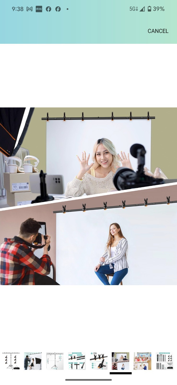 T-Shape Backdrop Stand Kit – 8 x 5.3ft Adjustable Photo Backdrop Stand -…