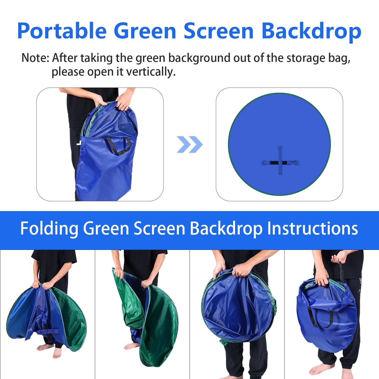 Portable Green Screen – 56″ Greenscreen Backdrop with Stand & Reversible Blue…