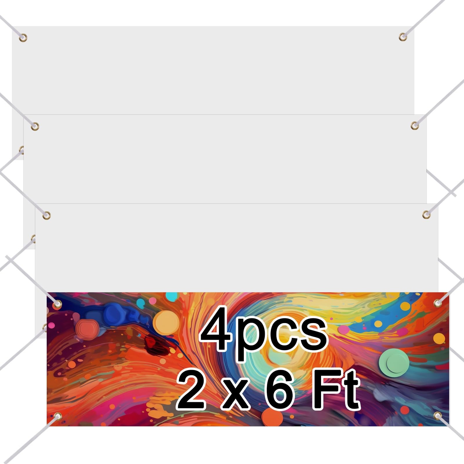 4 Pcs Large Sublimation Banner blank banners to decorate vinyl，2×6 Ft Polyest…