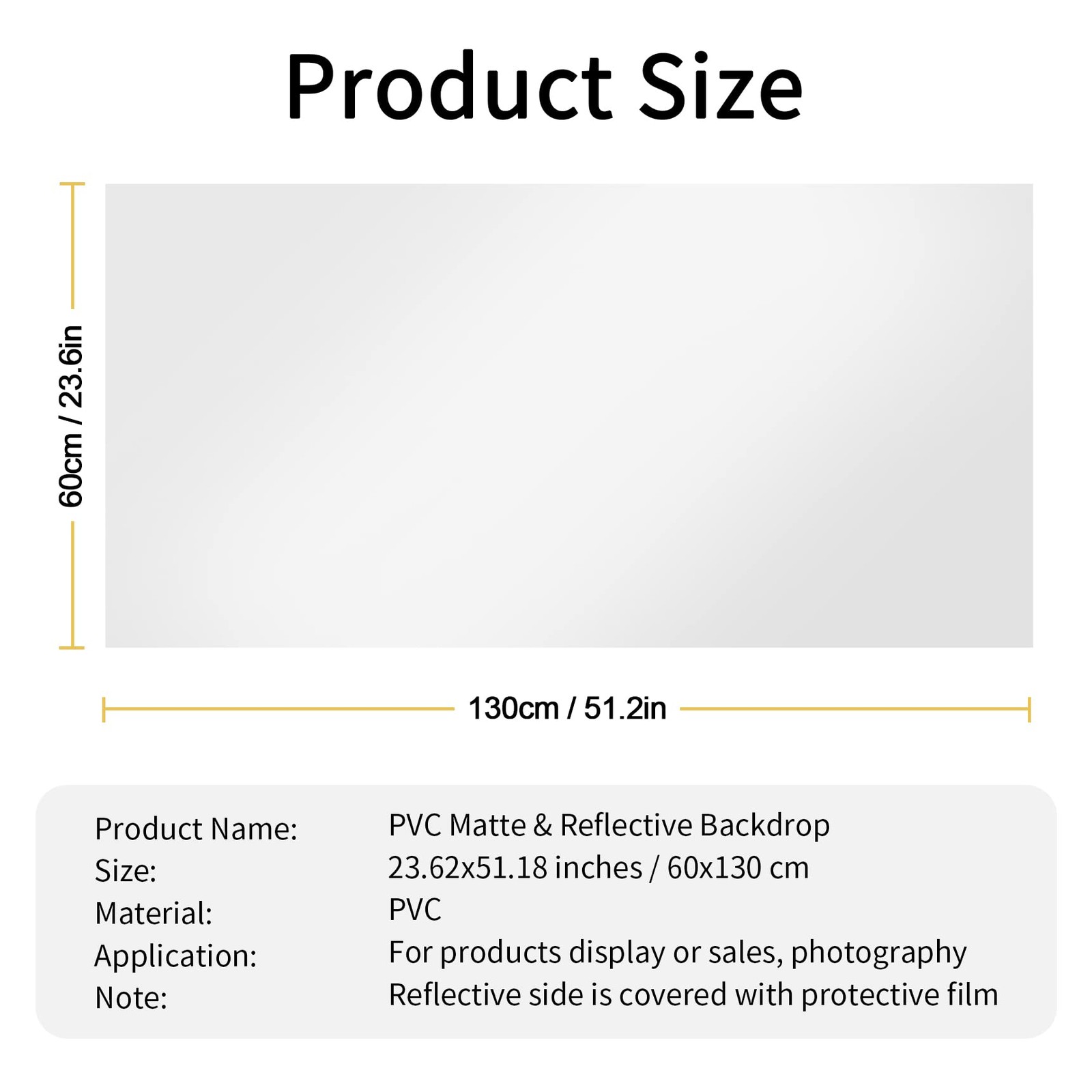 White PVC Backdrop 23.6×51 Inch Photography Matte Reflective Dual Side Vinyl